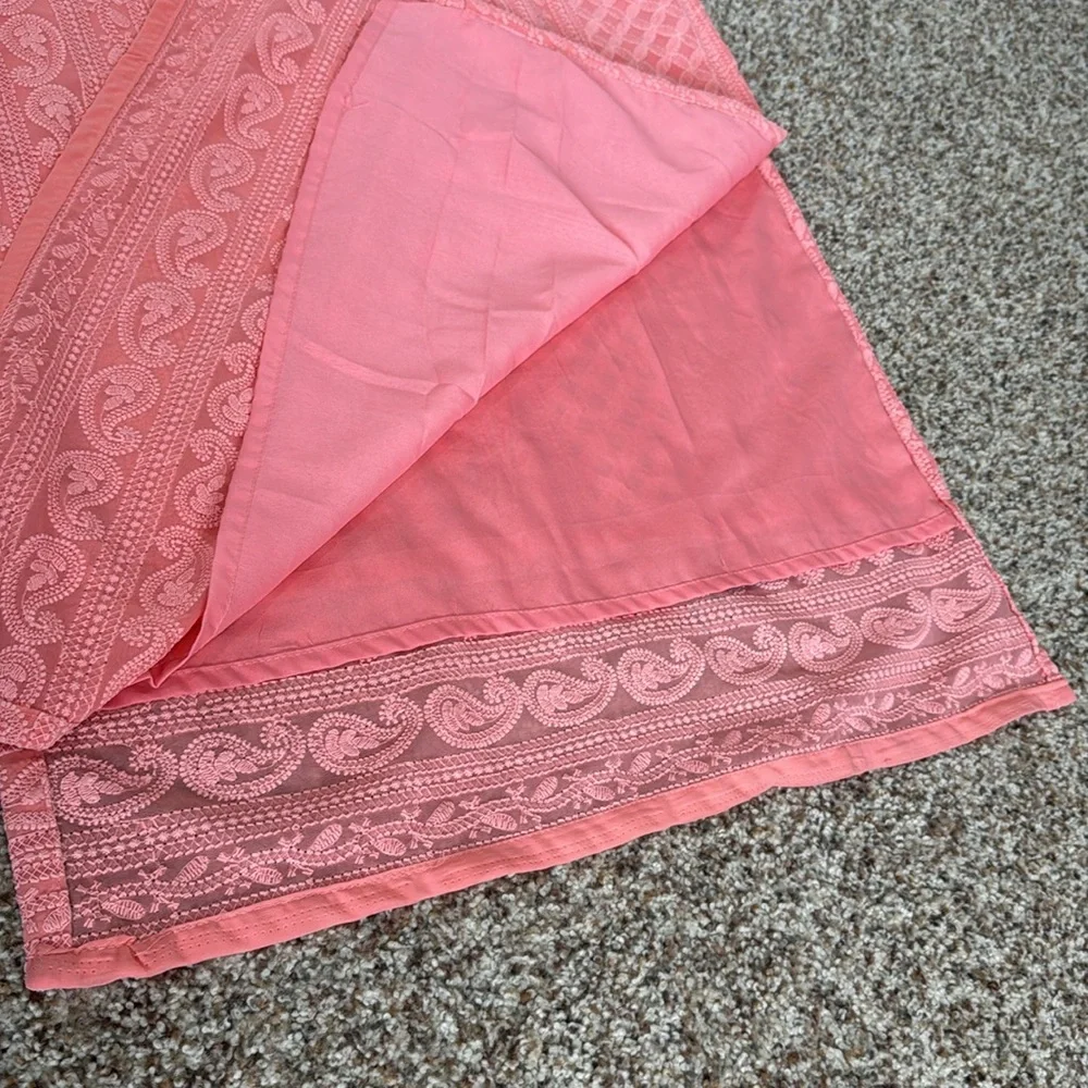 NEW Peach chikankari Long kurta Top fully Embroidered new - Picture 7 of 8